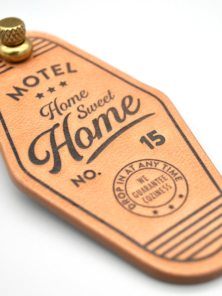 Motel-Style Leder Schluesselanhaenger Home Sweet Home Motive inklusive Personlisierung
