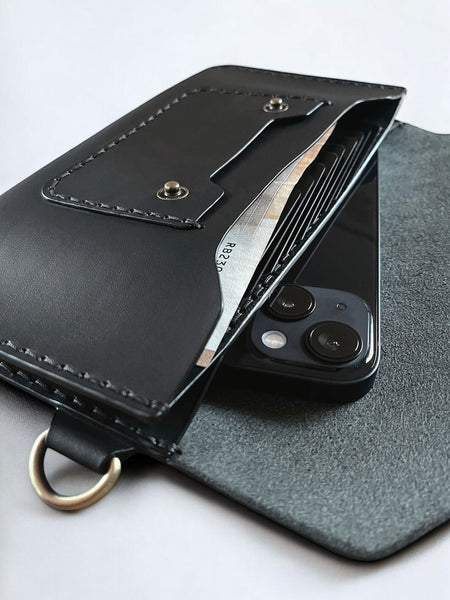 Clutch Crosbody Umhaengetasche aus Echtleder mit Karten und Handyfach