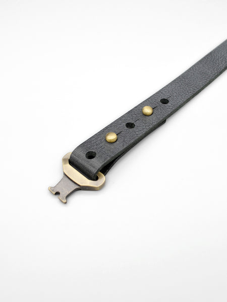 Hundehalsband Leder Farbe Dunkelgrau mit verstellbarem Schnellverschluss aus Messing