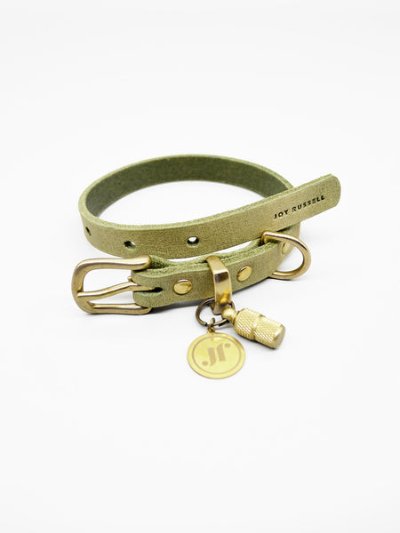 Hundehalsband Leder Farbe Mint massangefertigt verstellbar mit Namen personalisierbar