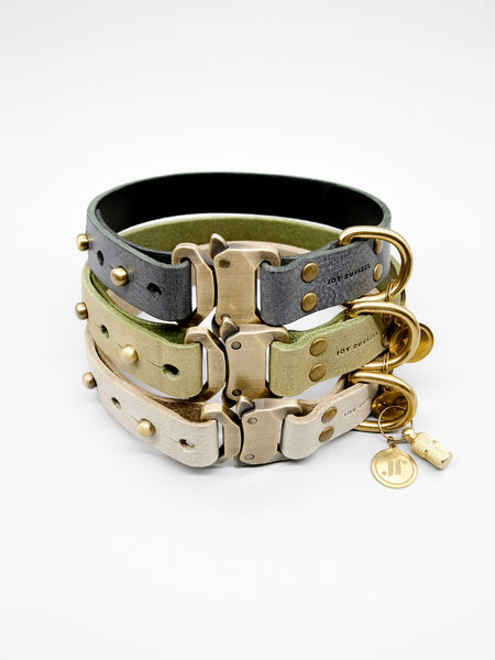 Hundehalsband Leder mit Schnellverschluss aus Messing Massangefertigt mit Namen personalisierbar