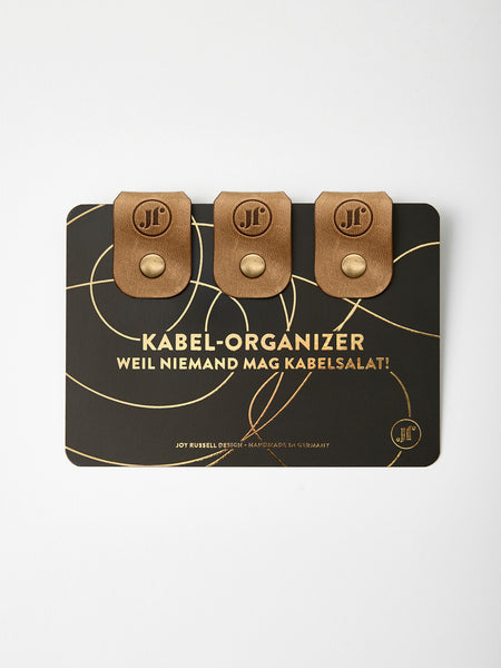 Kabel-Organizer aus Fettleder in Farbe Dunkelbraun im 3er Geschenkset