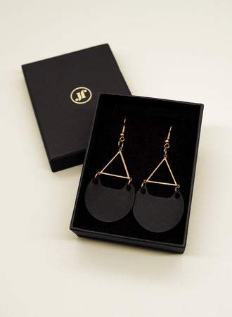 Leder-Ohrringe Ohrstecker Halfmoon Schwarz