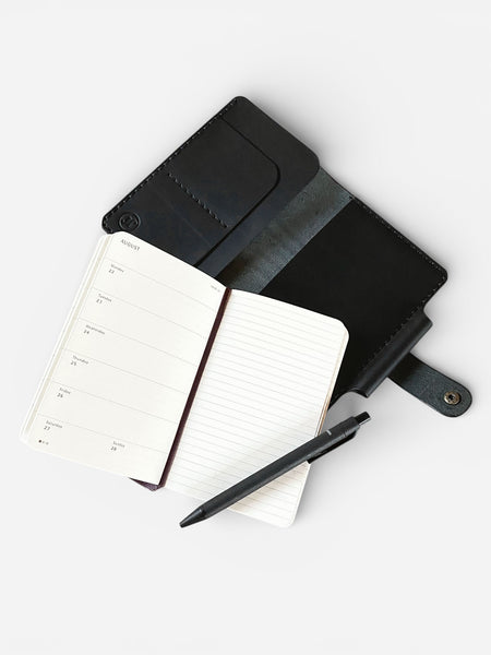 Leder Organizer handgenaeht und personalisierbar mit A6 Wochen-Kalender/Terminkalender und Kugelschreiber