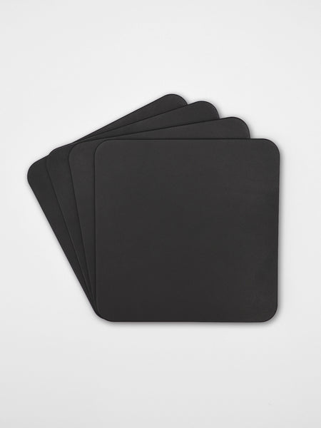 Leder-Untersetzer 4er-Set Farbe Schwarz personalisierbar