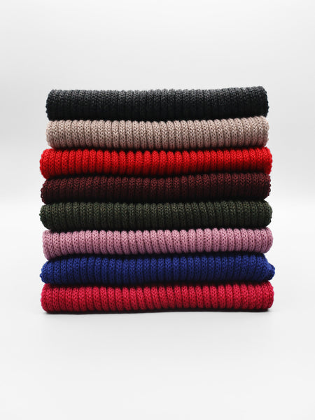Strickschal aus Merinowolle mit Lederpatch Farbauswahl