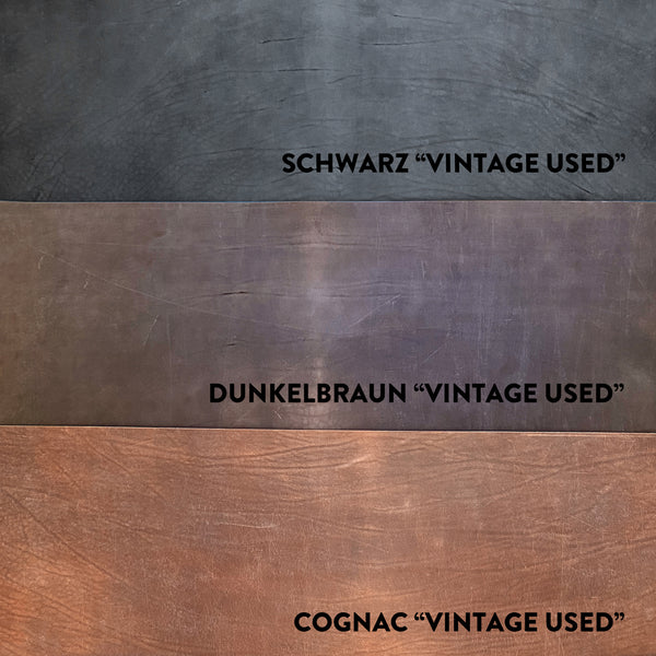 Vintage-UsLederfarben Schwarz Dunkelbraun und Cognac